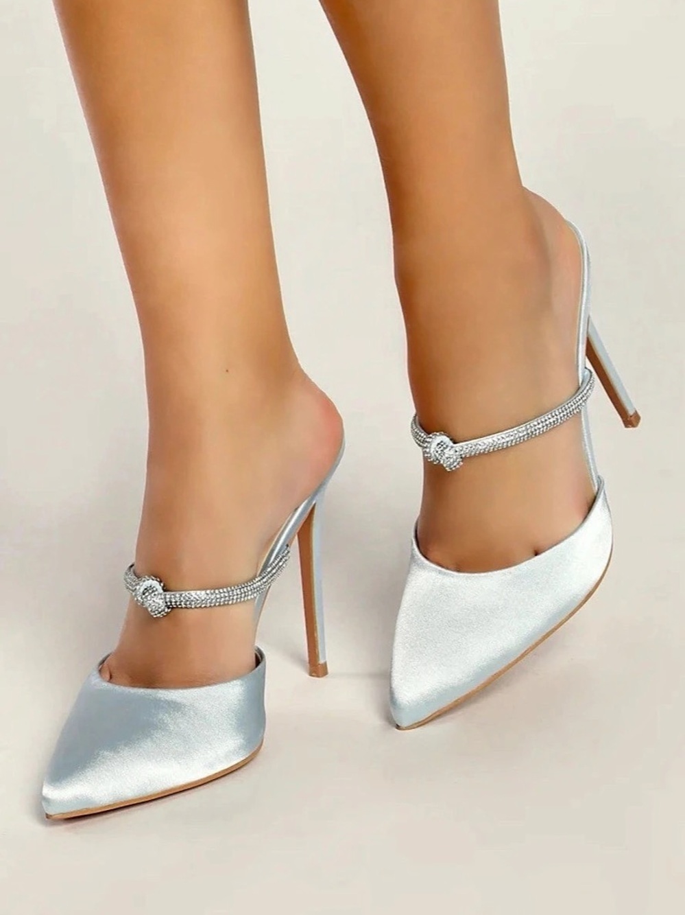 Lulus Marinala Rhinestone Strap Pointed-Toe Heels in Blue US 10 NWT